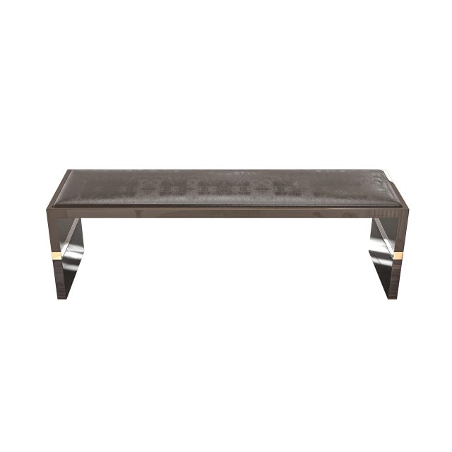 Art Deco "Galeone" Bench With Stainless Steel, Walnut and Bronze Details For Sale - Image 3 of 9