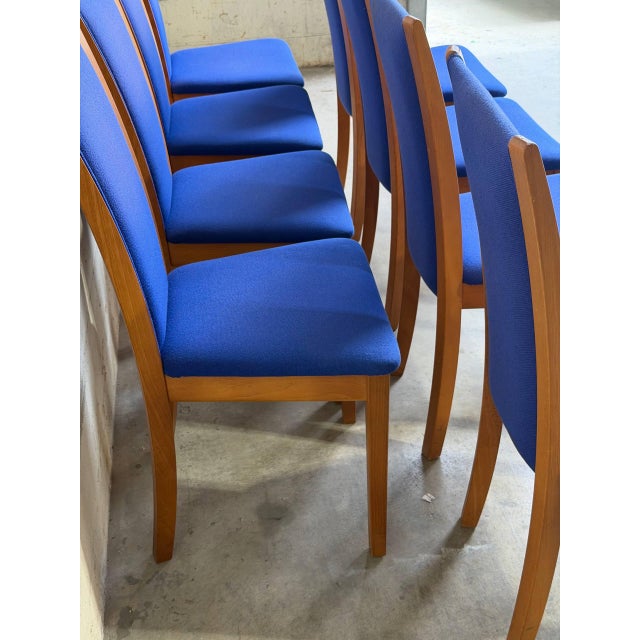 Mid 20th Century Mid 20th Century Set of 8 Danish Modern Skovby Teak Dining Chairs in Blue Upholstery For Sale - Image 5 of 10