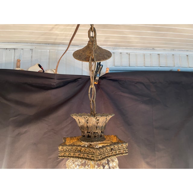 Metal Vintage French Empire Styled Crystal Chandelier For Sale - Image 7 of 13