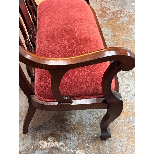 19th Century Victorian Mahogany Settee For Sale - Image 9 of 12