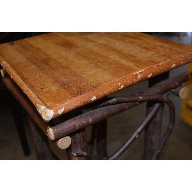 1980s Pair Adirondack Style Hand Crafted Twig Log Wood Plant Stands or End Tables For Sale - Image 13 of 17