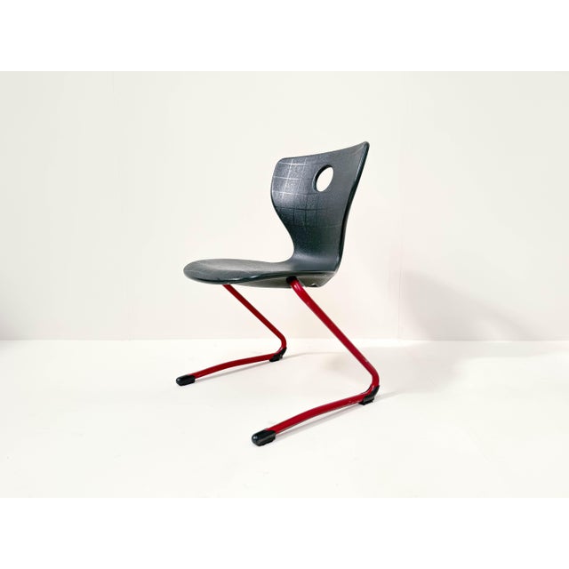 Set of four original school chairs designed by Verner Panton for Vereinigte Spezialmöbelfabriken (VS), model 'Panto Swing-...