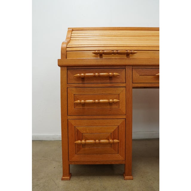 Vintage Oak Rolltop Desk For Sale - Image 12 of 18