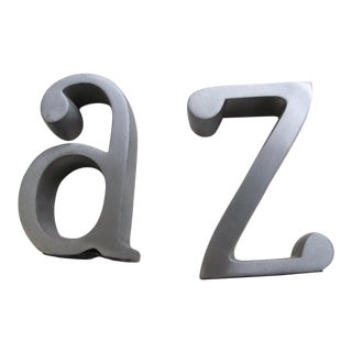 20th Century Cast Aluminum A & Z Bookends - a Pair For Sale