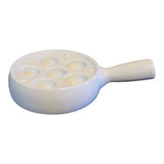 1990s White Porcelain Escargot Baking Dish France For Sale