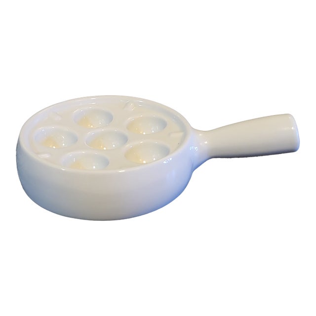 1990s White Porcelain Escargot Baking Dish France For Sale