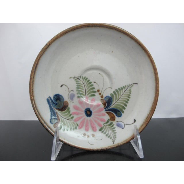 1960s Ken Edwards El Palomar Flower Tonala Mexico Folk Art Stoneware Cup & Saucer For Sale - Image 5 of 10