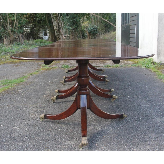 1920s Large Early 20th Century Mahogany Four-Pedestal Dining Table, 1920s For Sale - Image 5 of 11