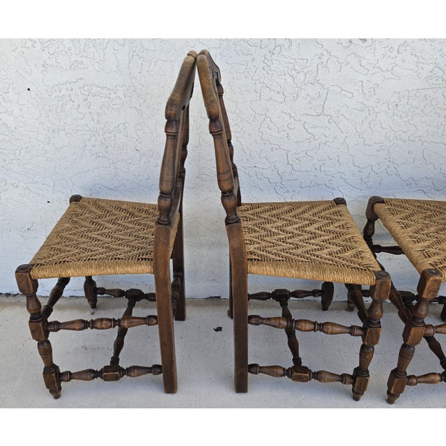 Antique 1800s Provençal Dining Chairs With Rope Seats Set of 4 For Sale - Image 17 of 18