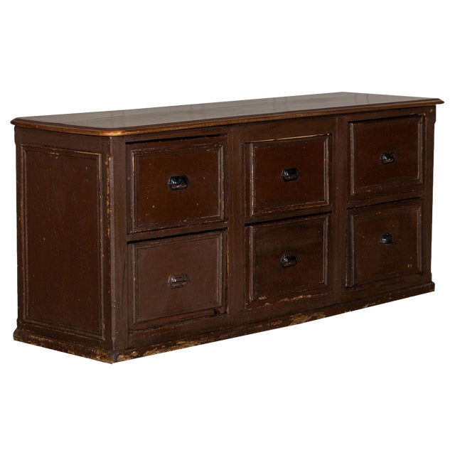 Large 19th Century French Mahogany & Pine Painted Counter Drawers, 1870s For Sale