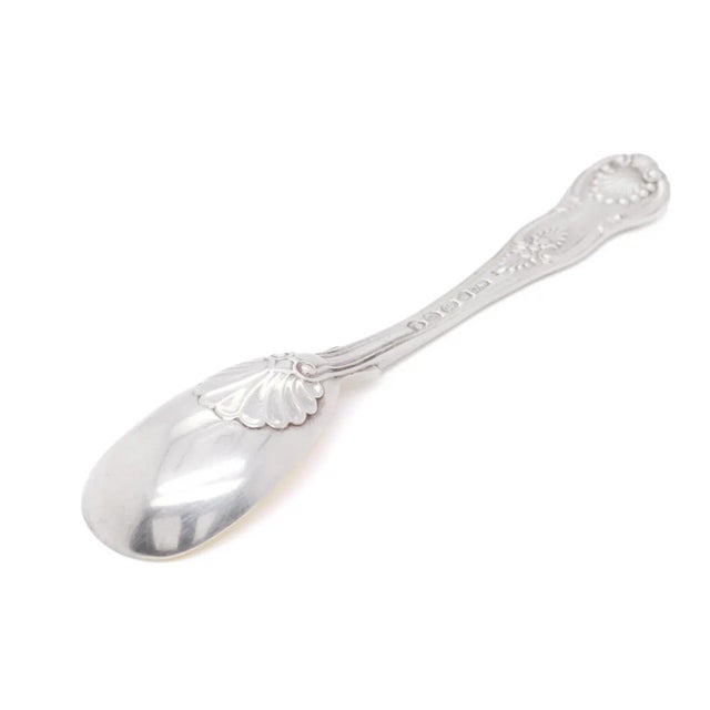 English Antique English Sterling Silver Kings Mustard Spoon by William Chawner II For Sale - Image 3 of 7