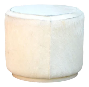 Hide Covered Cylinder Ottoman Stool