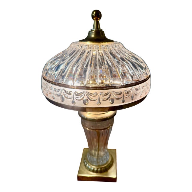 Mid 20th Century Hollywood Regency Cut Crystal Boudoir Lamp For Sale
