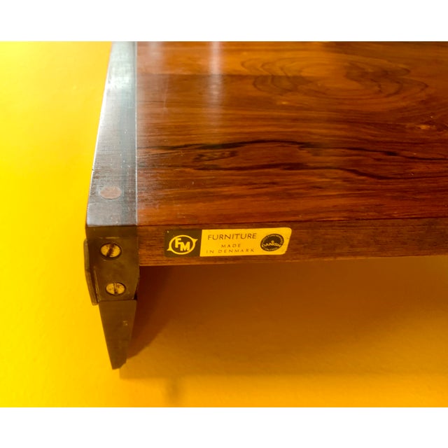 Brown 1960s Kai Kristiansen Rosewood Wall Unit, Mid-Century Scandinavian Shelving System For Sale - Image 8 of 9