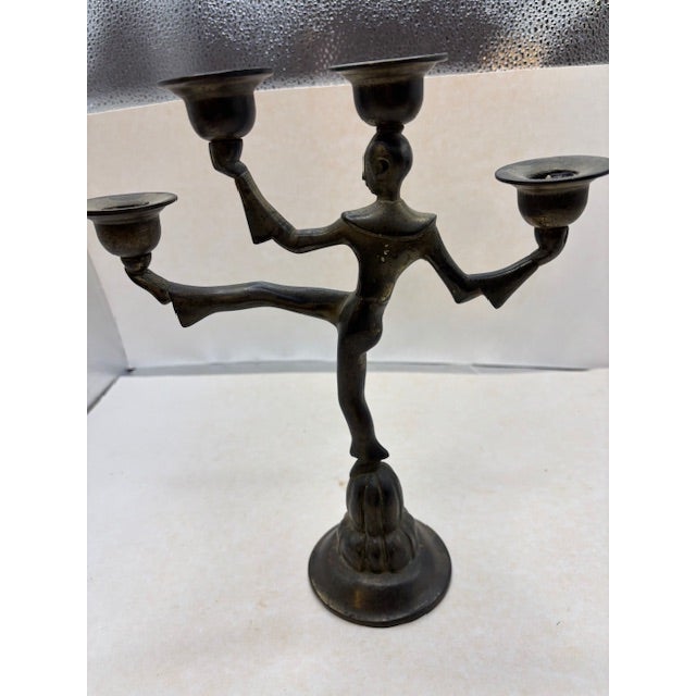 Early 20th Century 1920's Albert Gustau Bunge Seville Art Metal Studio Candelabra For Sale - Image 5 of 9