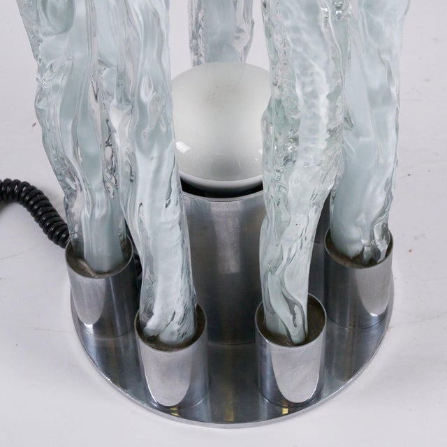 Floor Lamp Model E7T Excalibur in Transparent Glass and Stalactite Bedside Lamp by Ettore Fantasia for Sothis Murano,...
