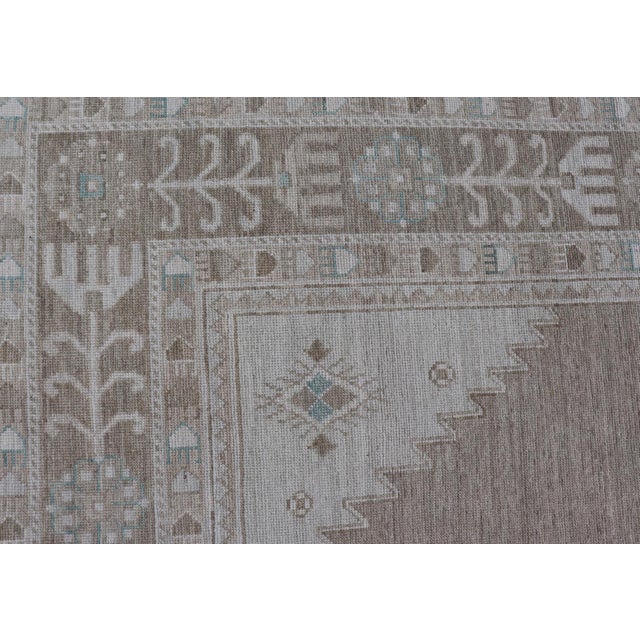 Oushak Rug With a Taupe Base and Soft Ivory, Light Blue Accents 10'0 X 14'4 For Sale - Image 10 of 12