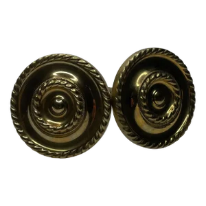 Brass Georgian Rope Medallion Curtain Holdbacks- a Pair