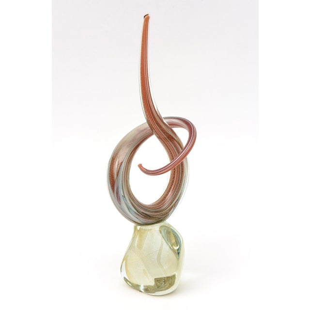 Modern Vintage Murano Swirled Signed Love Knot Glass Sculpture 80's For Sale - Image 3 of 9