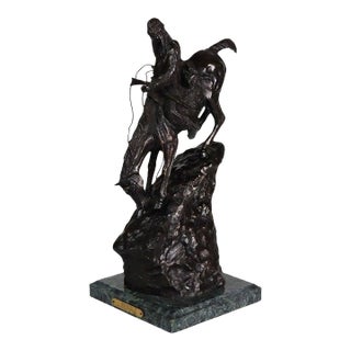 Vintage Frederic Remington Bronze Sculpture on Marble Base “Mountain Man" For Sale