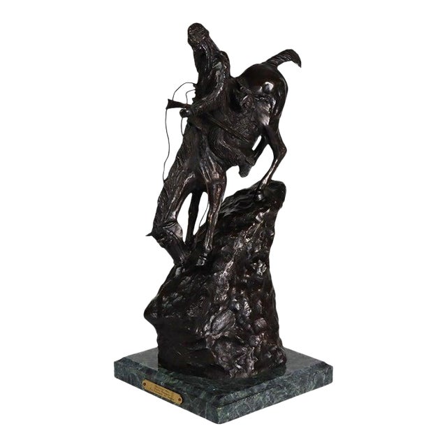 Vintage Frederic Remington Bronze Sculpture on Marble Base “Mountain Man" For Sale
