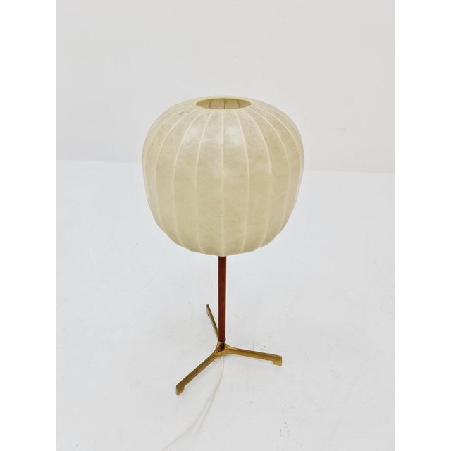 Mid-Century Cocoon Teak and Brass Table Lamp from Vereinigte Werkstätten Munich, 1960s For Sale - Image 11 of 12