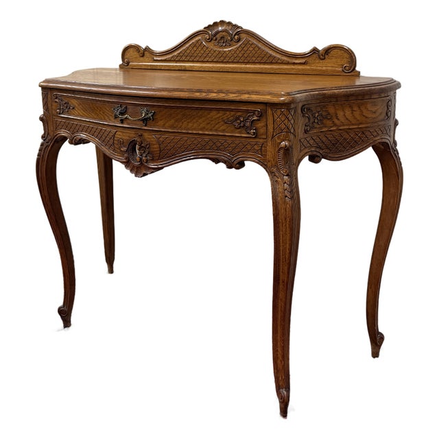 Antique French Oak Louis XV Style Entry Console or Hall Table With Drawer c.1930 For Sale