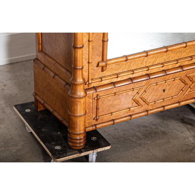 Large French Bird's Eye Maple Faux-Bamboo Armoire, 1880 For Sale - Image 10 of 18