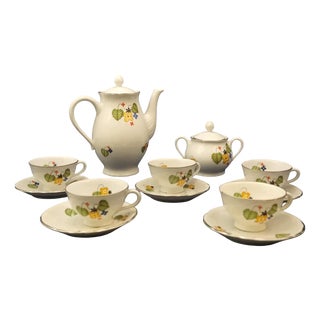 Vintage Art Deco Porcelain Tea Set by the Richard Ginori Factory, 1930s, Set of 7 For Sale