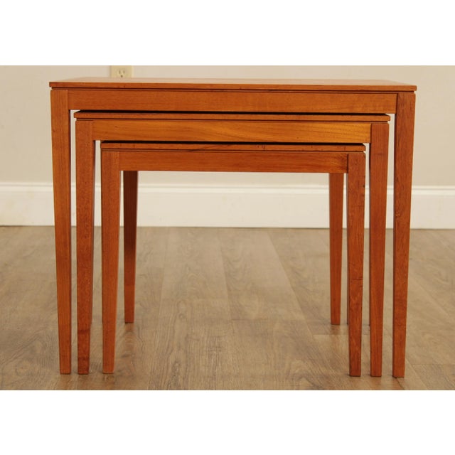 Brown Mid Century Danish Modern Nesting Tables - Set of 3 For Sale - Image 8 of 13