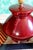 Art Deco 1920s Pair of Red Glass Art Deco Table Lamps With Orange Pleated Lampshades For Sale - Image 3 of 18
