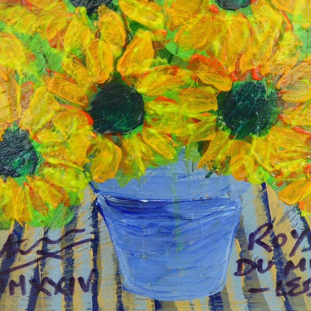 Royston du Maurier-Lebek, Still Life with Yellow Flowers, Oil on Canvas For Sale - Image 11 of 14