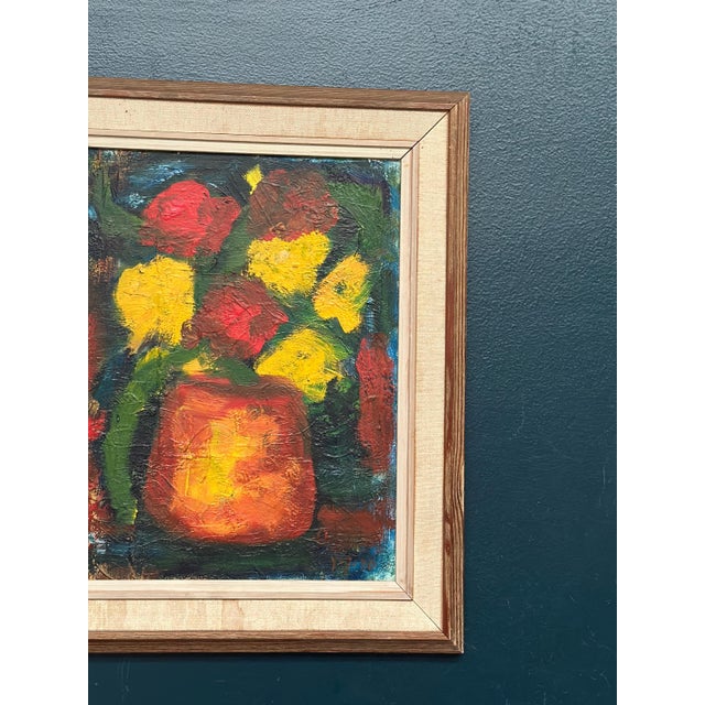 Mid-Century Modern Yngve Johansson, Flowers in Vase, 1970, Oil on Canvas, Framed For Sale - Image 3 of 12