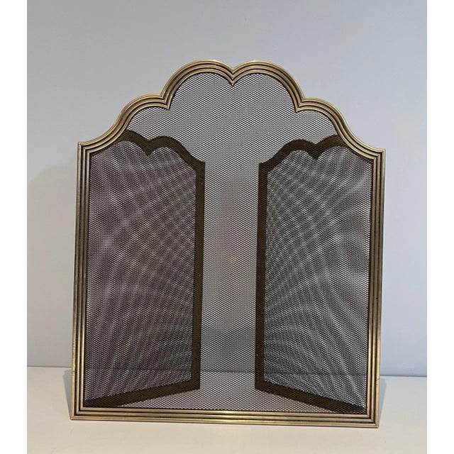Black Neoclassical Style Brass and Grilling Fireplace Screen For Sale - Image 8 of 13