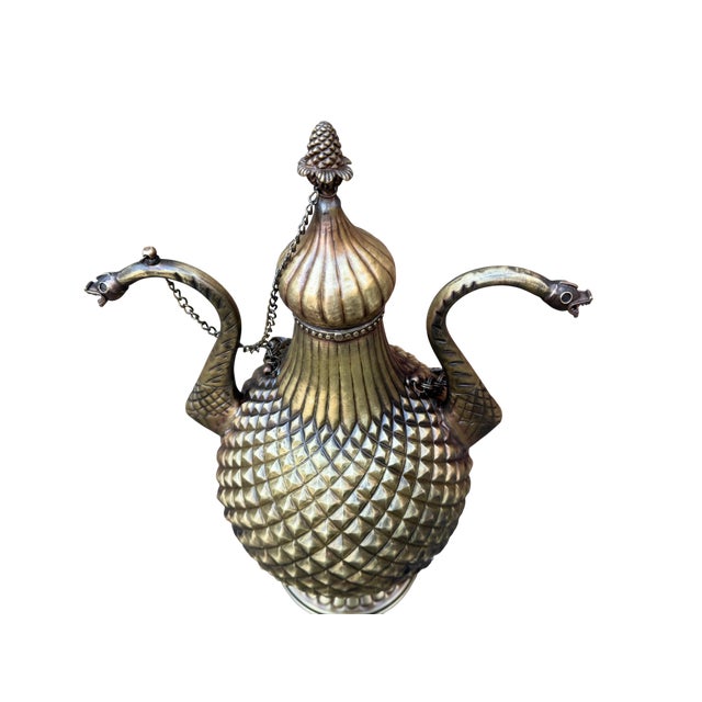 Diamond Planished Brass Pitcher For Sale - Image 12 of 15