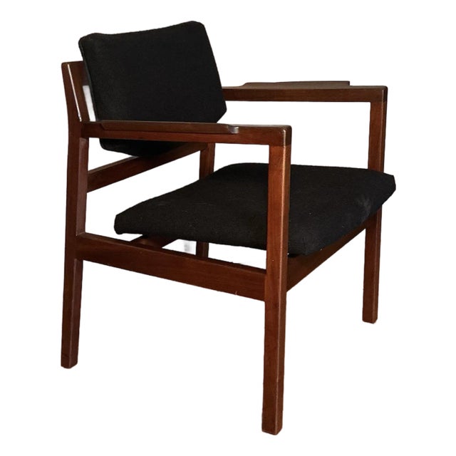 1960s Jens Risom Design Arm Chair Black Upholstery For Sale