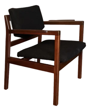 1960s Jens Risom Design Arm Chair Black Upholstery
