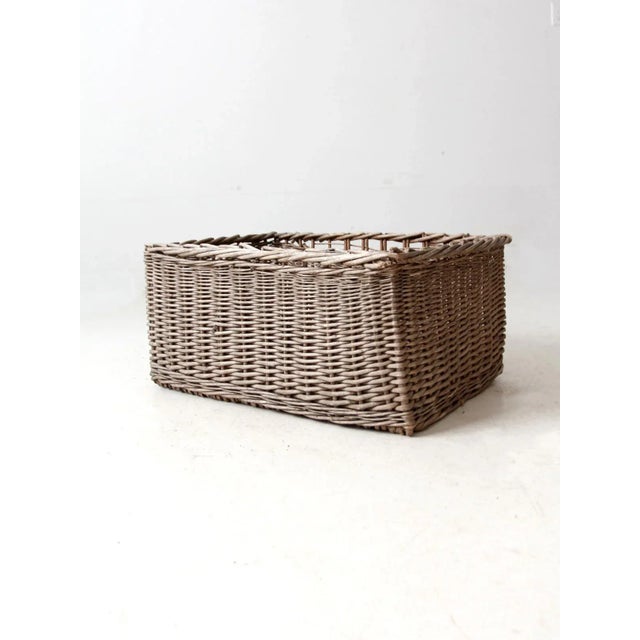 Vintage Wicker Storage Basket For Sale - Image 9 of 11