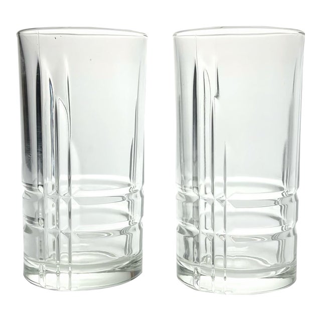 Contemporary Cristal D’Arques “Arizona Parallels” Highball Tumbler Glasses - Pair For Sale