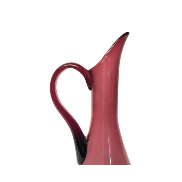 1960s Mid Century Modern Empoli Purple Glass Decanter Pitcher Carafe Italy Italian For Sale - Image 5 of 7