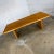Gorgeous modern oak veneer large trestle style dining or conference table with bullnose edge top and slab style legs....