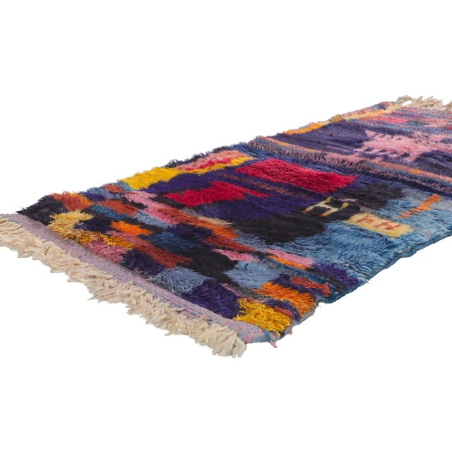Contemporary Berber Moroccan Rug 02'07 x 05'07. ?Showcasing a bold expressive design, incredible detail and texture, this...
