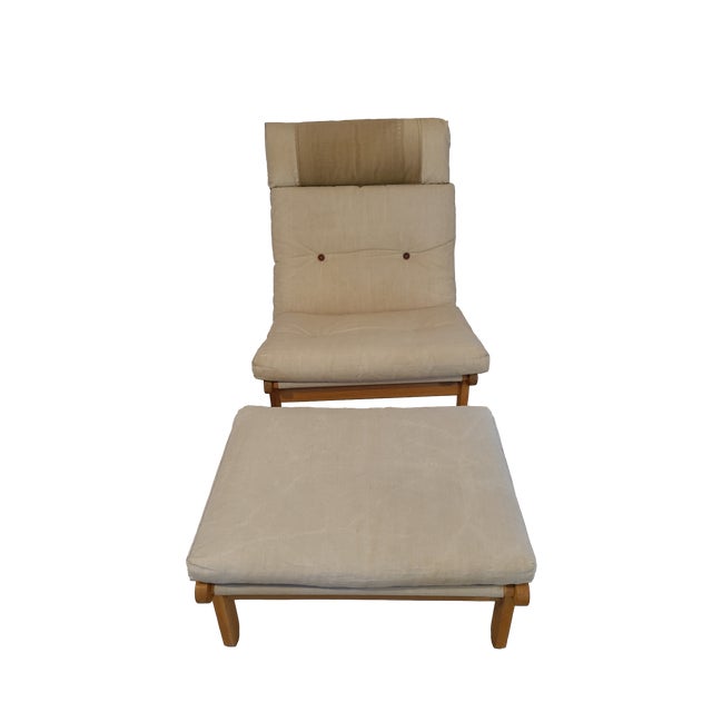 Mid 20th Century Danish Mid-Century Chair With Ottoman For Sale