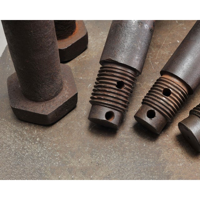 Mid 20th Century Set of 16 Industrial Oversized Iron Nuts Bolts and Link Plates For Sale - Image 16 of 18