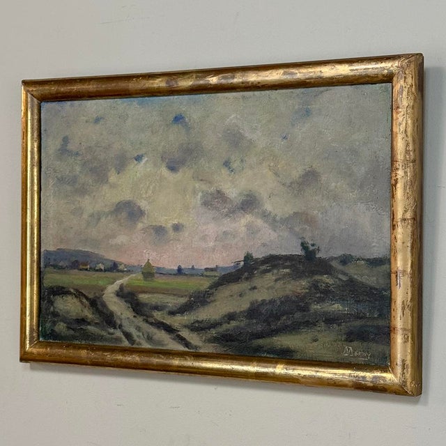 Framed Oil Painting on Canvas by Désiré Merny (1865–1947) 'Country Road at Dusk' For Sale - Image 4 of 14