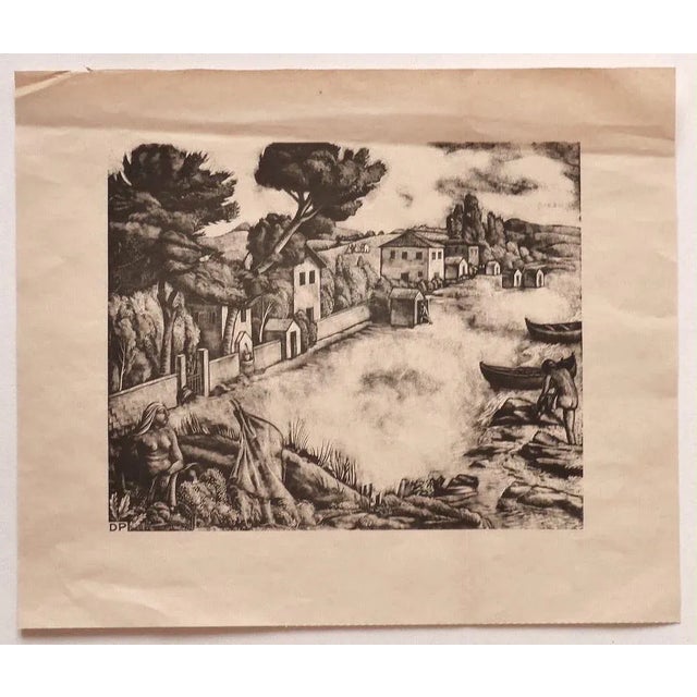 Landscape is a beautiful original lithograph on paper realized by Diego Pettinelli. Monogrammed on the lower left, DP....