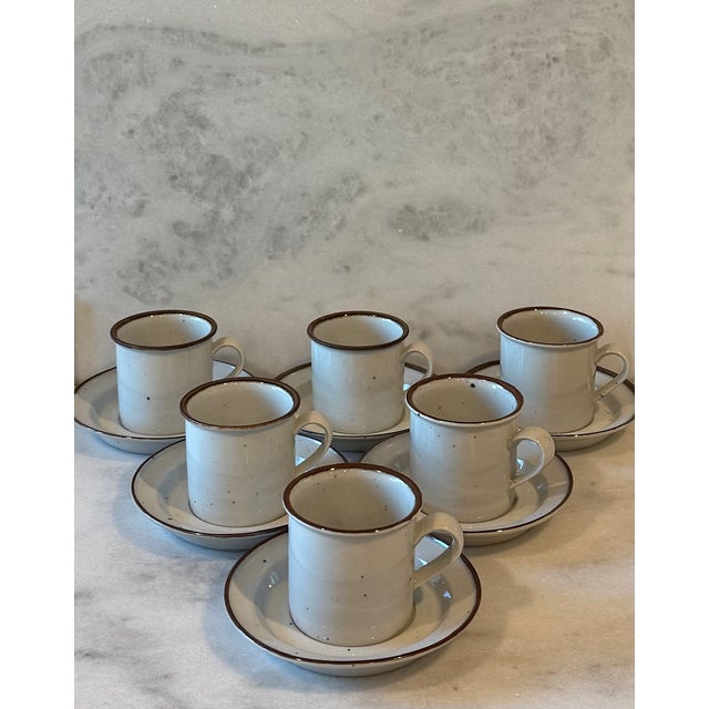 Dansk Vintage Dansk Niels Refsgaard Brown Mist 6oz Coffee Cup and Saucer - Set of 6 For Sale - Image 4 of 14