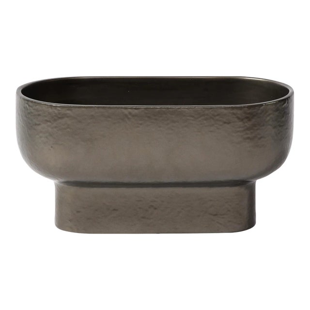 Late 20th Century Modernist Bronze Hue Ceramic Orchid Vase/Occasional Bowl For Sale