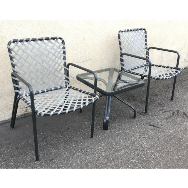 Vintage Mid Century Brown Jordan Tamiami 2 Chair and Table Patio Set 3