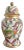 Palm Beach Style Decorative Ceramic Ginger Jar- Tropical Theme Hot Pink, Green With Gilt Accents For Sale